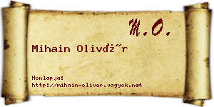 Mihain Olivér névjegykártya
